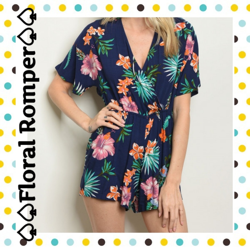 Navy Floral Romper